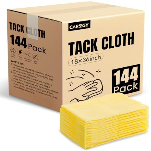 CAREGY 144Pcs Tack Cloth for Removing Dust from Woodworking, Sanding Particles, Clean & Polish, Ideal for Woodworking & Painting,Wax and Silicone Free, 18 x 36 Inches Dust Cloths - Image 1