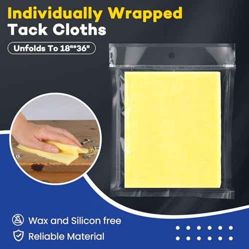 CAREGY 144Pcs Tack Cloth for Removing Dust from Woodworking, Sanding Particles, Clean & Polish, Ideal for Woodworking & Painting,Wax and Silicone Free, 18 x 36 Inches Dust Cloths - Image 3