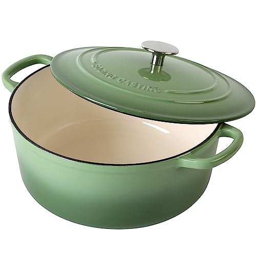 EDGING CASTING Enameled Cast Iron Dutch Oven Pot With Lid, 5.5 Quart, for Bread Baking, Cooking, Pistachio Green - Image 4