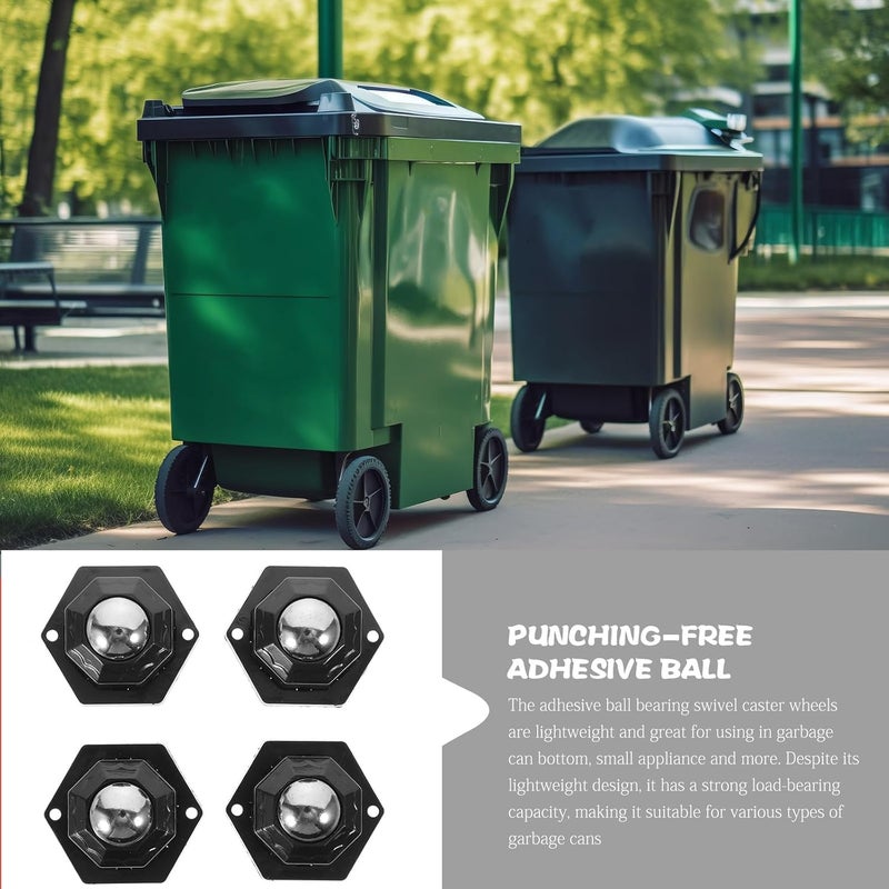 4 قطع من عجلات الدولاب الصغيرة الدوارة ذاتية اللصق من البلاستيك والفولاذ مع محامل كريات للأثاث والأجهزة - Image 5