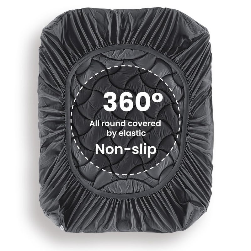 SLEEP ZONE Cooling Queen Mattress Topper, Premium Zoned Cool Mattress Pad Cover, Padded Mattress Protector Breathable Washable, Deep Pocket 8-21" (Grey, Queen) - Image 3