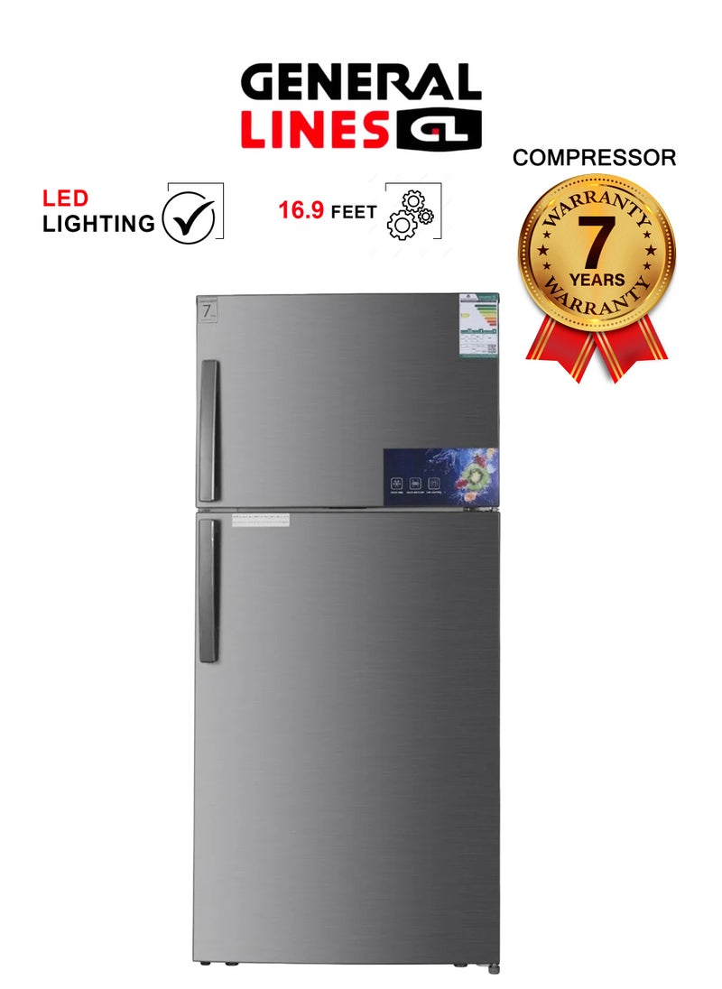 General Lines Refrigerator 490 Liter - 16.9 Feet - Steel - Steam - 7-year warranty on the compressor - GLR490NF  - Image 1