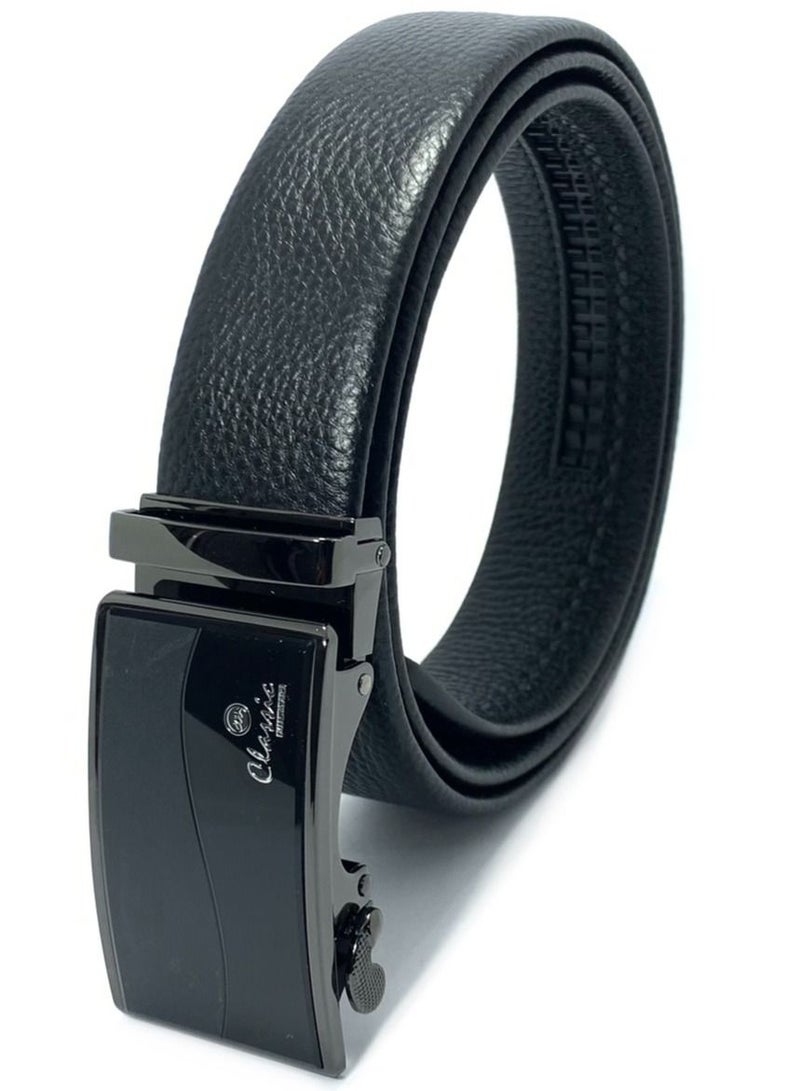 Classic Milano Men’s Leather Belt for men Fashion Belt Ratchet Dress Belts for men with Automatic Click Buckle for Mens Belt Enclosed in an Elegant Gift Box ALTHQ-3705-9 (Black) by Milano Leather - Image 2