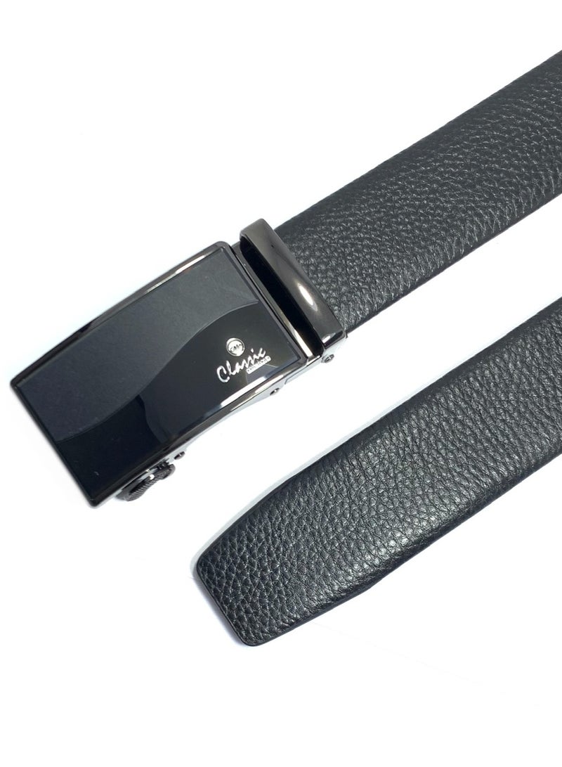 Classic Milano Men’s Leather Belt for men Fashion Belt Ratchet Dress Belts for men with Automatic Click Buckle for Mens Belt Enclosed in an Elegant Gift Box ALTHQ-3705-9 (Black) by Milano Leather - Image 3