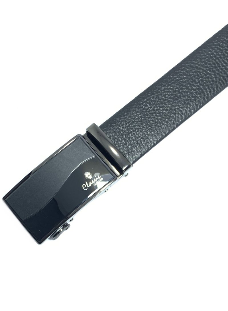 Classic Milano Men’s Leather Belt for men Fashion Belt Ratchet Dress Belts for men with Automatic Click Buckle for Mens Belt Enclosed in an Elegant Gift Box ALTHQ-3705-9 (Black) by Milano Leather - Image 4