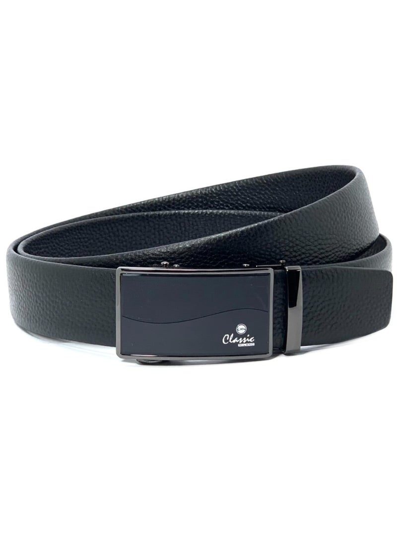Classic Milano Men’s Leather Belt for men Fashion Belt Ratchet Dress Belts for men with Automatic Click Buckle for Mens Belt Enclosed in an Elegant Gift Box ALTHQ-3705-9 (Black) by Milano Leather - Image 1