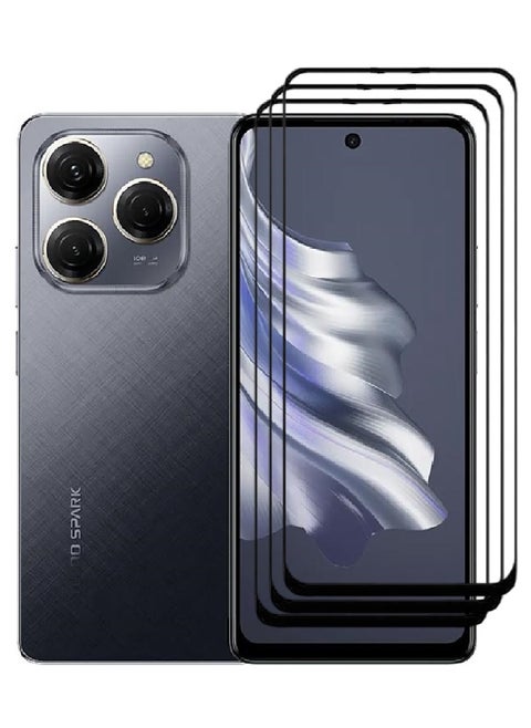 3 Pieces Tempered Glass Screen Protector 5D Designed For Tecno Spark 20 Pro Full Glue Edge to Edge Full Screen Coverage And Bubble Free