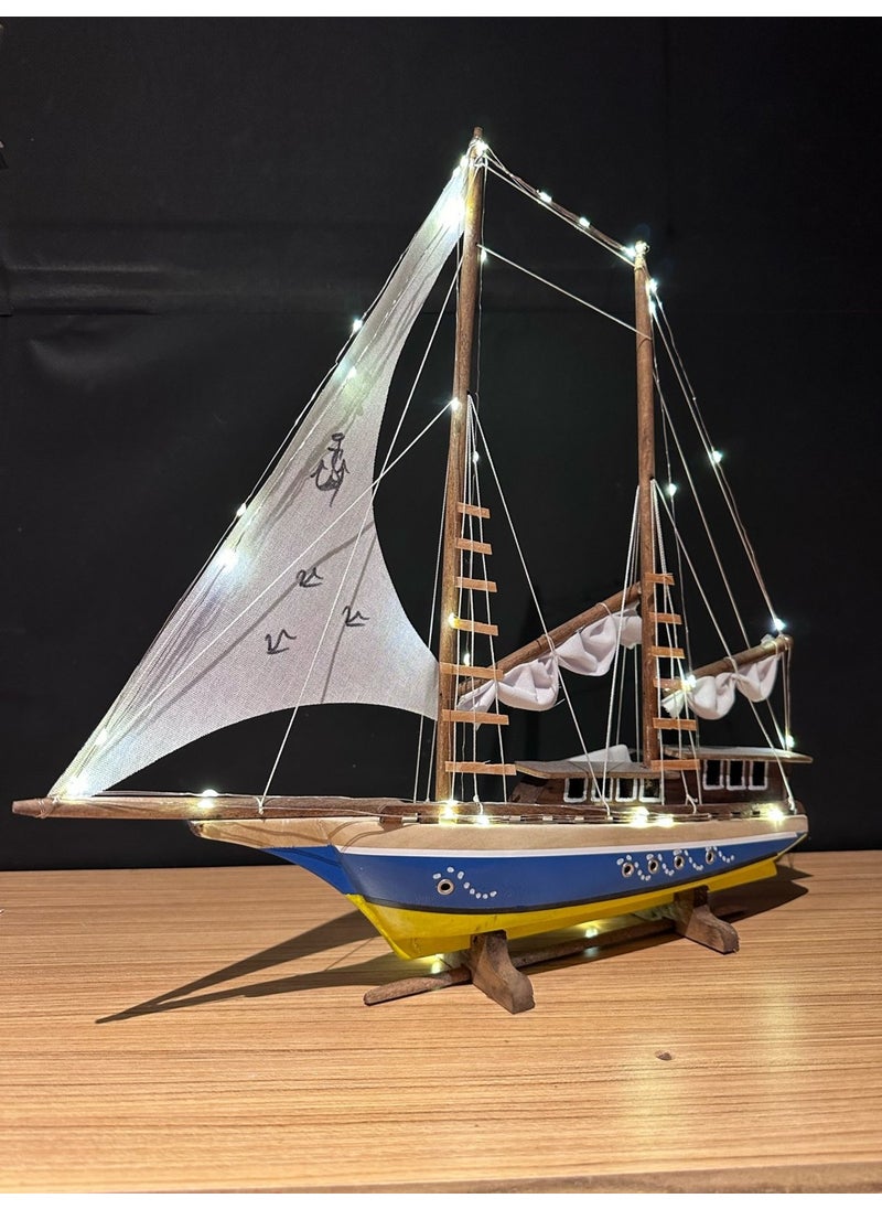 Lapidaria Illuminated Sailing Wooden Ship Model Large Size  - Image 2