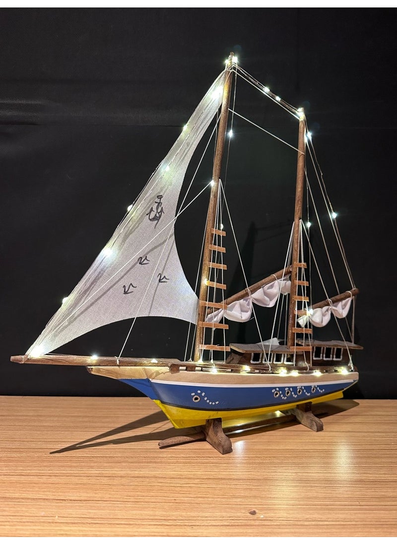 Lapidaria Illuminated Sailing Wooden Ship Model Large Size  - Image 1