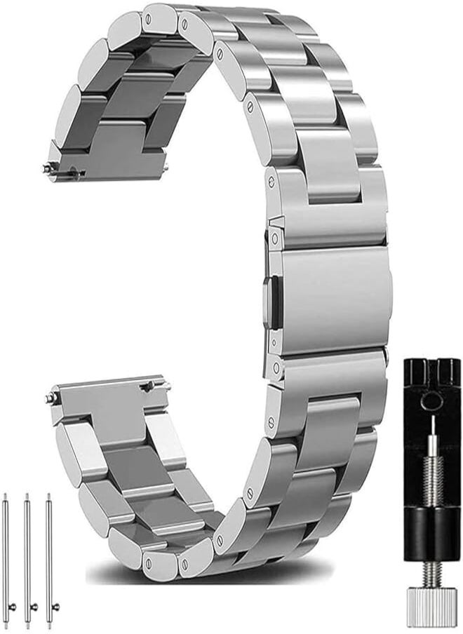 OTOPO - Galaxy Watch 4/6 Classic Bands 47mm 46mm 43mm 42mm Metal,Watch 6/5/4 Band 40mm 44mm,Watch 5 Pro Bands 45mm, OTOPO 20mm Stainless Steel Straps Replacement Bracelet for Men Women - Image 1