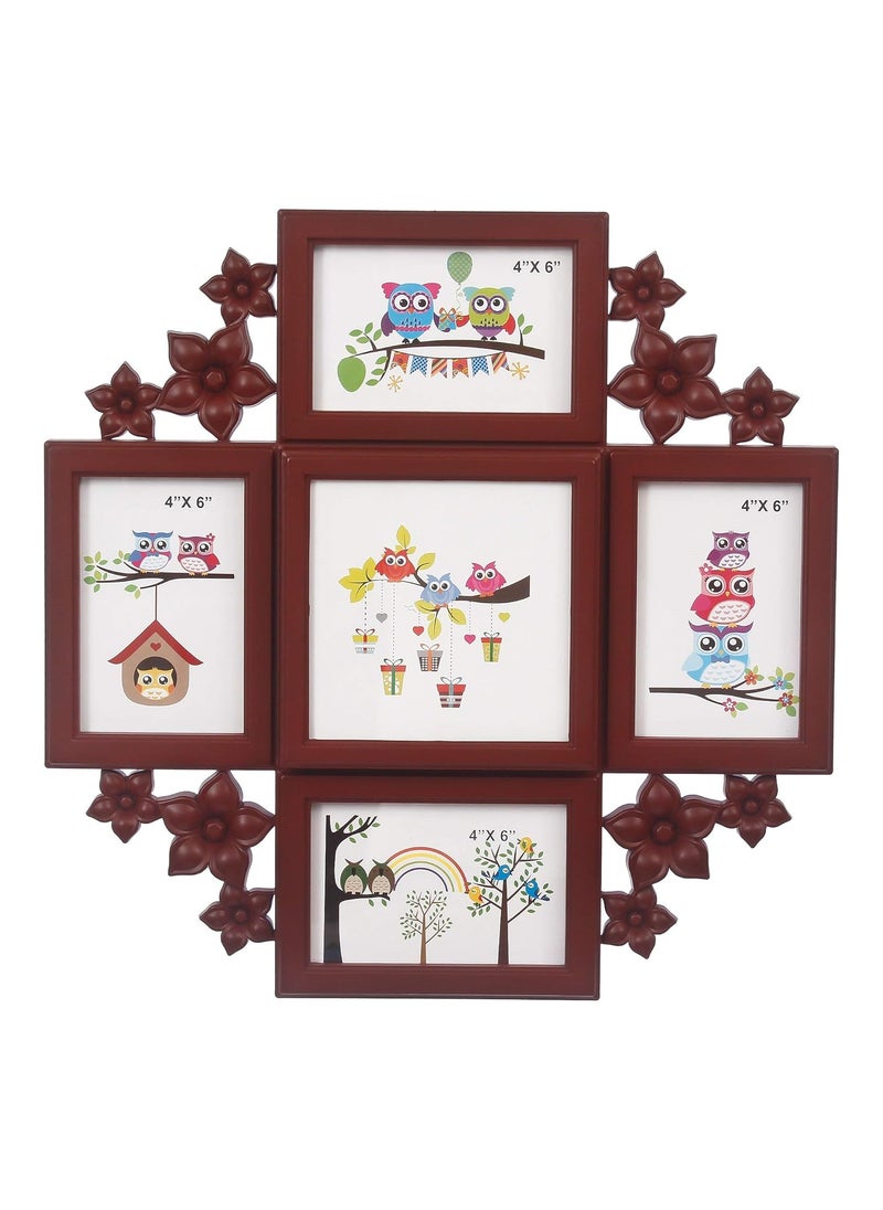 Webelkart Webelkart Premium Collage Photo Frame for Wall Decoration (Photo Size - 4 x 6, 5 Photos) (Wooden Color)  - Image 1