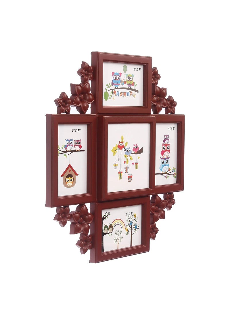 Webelkart Webelkart Premium Collage Photo Frame for Wall Decoration (Photo Size - 4 x 6, 5 Photos) (Wooden Color)  - Image 3