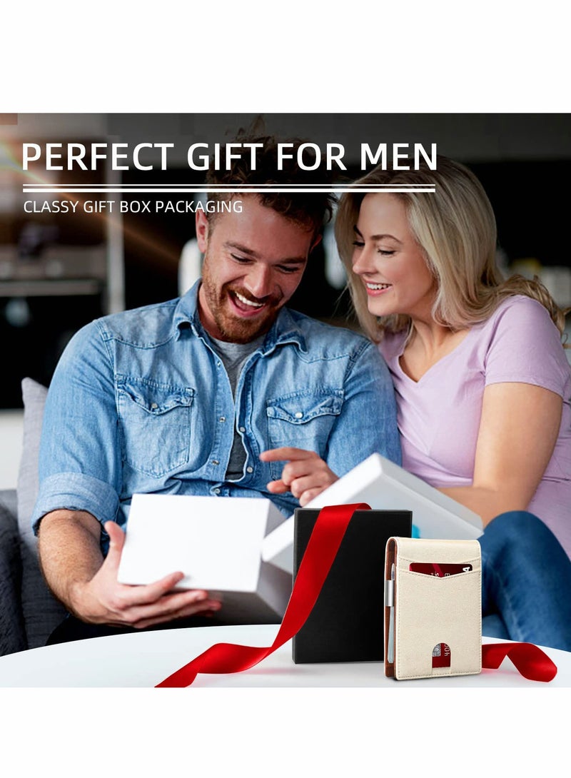 Slim RFID Blocking Men's Wallet with 12 Card Slots, Minimalist Bifold Leather Design, ID Window, Gift Box Included - Image 2