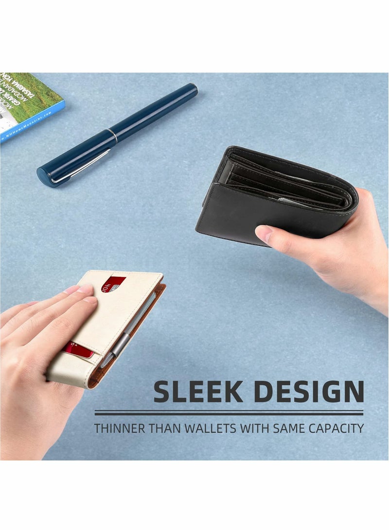 Slim RFID Blocking Men's Wallet with 12 Card Slots, Minimalist Bifold Leather Design, ID Window, Gift Box Included - Image 4