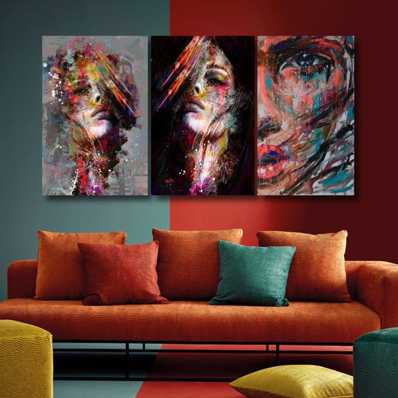 ماركتنا ثلاث لوحات قماشية فخمة بتصميم مودرن مع برواز مجوف مقاس (90×40) ثلاث قطع - Image 1