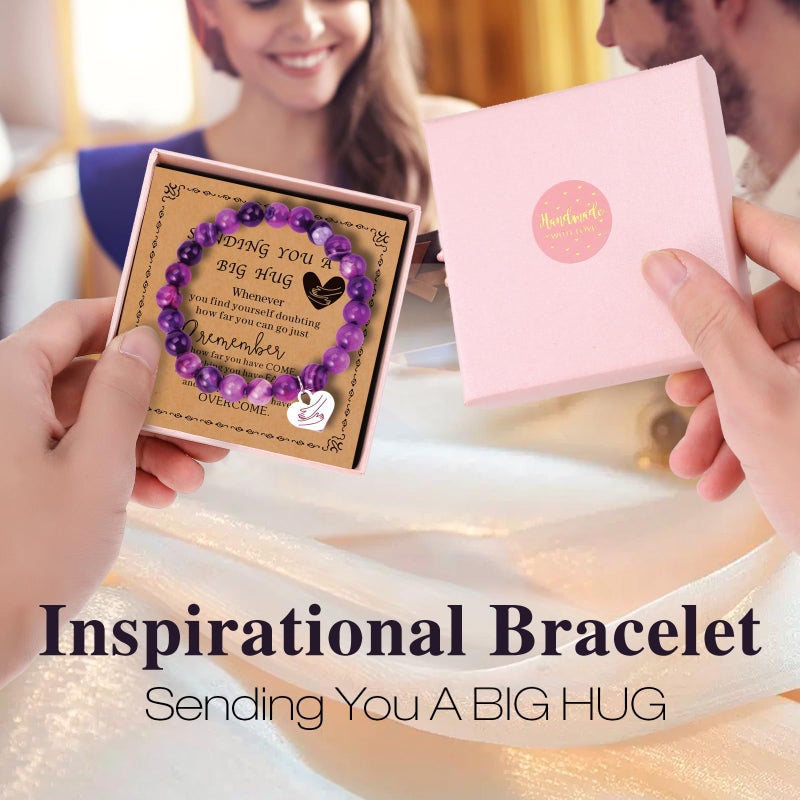 Chuchoter Encouragement Healing gifts,Natural Stone Amethyst Bracelet for Women ,Those Facing Illness or Anxiety to Get Well Soon, Inspirational Gifts on Thanksgiving Christmas Valentine's Day (purple) - Image 3
