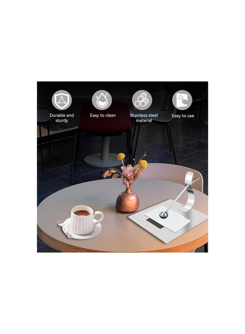 Napkin Holder for Tables, Square Stainless Steel Flat Napkin Dispenser Serviette Holders with Weighted Arm for Home Restaurant Kitchen Table