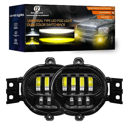 RoadandLord For Dodge Ram 1500 LED Fog Lights Dual Color Compatible with Dodge Ram 1500 2002-2008 Dodge Ram 2500/3500 2003-2009 Durango Truck 2004-2006 DOT Approved LED Driving Lamp (Dual Color Light) - Image 1