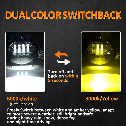 RoadandLord For Dodge Ram 1500 LED Fog Lights Dual Color Compatible with Dodge Ram 1500 2002-2008 Dodge Ram 2500/3500 2003-2009 Durango Truck 2004-2006 DOT Approved LED Driving Lamp (Dual Color Light) - Image 2