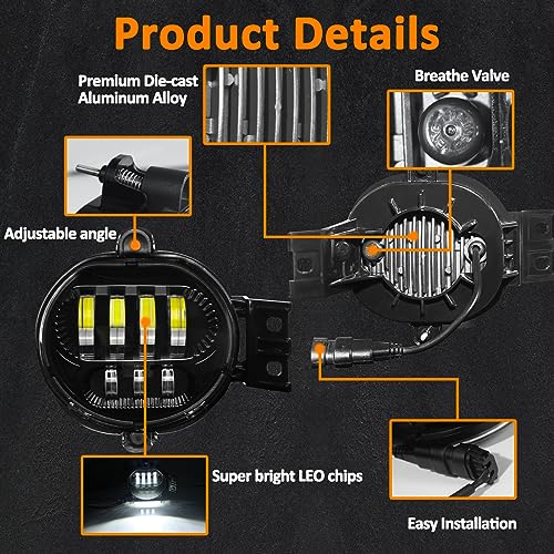 RoadandLord For Dodge Ram 1500 LED Fog Lights Dual Color Compatible with Dodge Ram 1500 2002-2008 Dodge Ram 2500/3500 2003-2009 Durango Truck 2004-2006 DOT Approved LED Driving Lamp (Dual Color Light) - Image 3