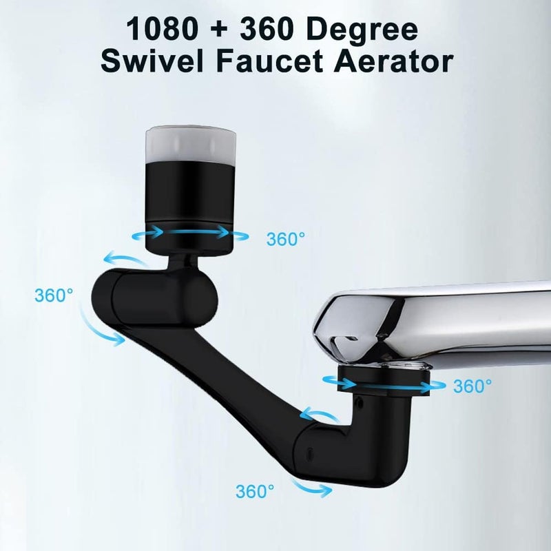 OneNine 1440° Rotating Faucet Extender Aerator, Universal Splash Filter Faucet for Kitchen Sink Bathroom, 1440 Big Angle Swivel Faucet Aerator Sink Face Wash Attachment with 2 Water Outlet Modes - Image 2