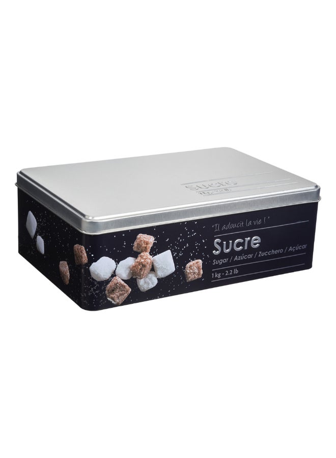 Five Simply Smart Metal Sugar Cubes Box Black and Silver 1 kg 136313 - Image 1