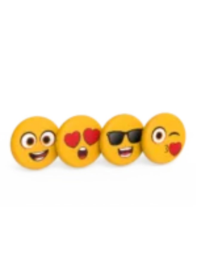 Silka Round "Funny Emoji" Pencil Erasers (Box of 36) – Fun, smiley-face stationery erasers for kids; premium quality, PVC-free, and residue-free. Ideal for school supplies, office kits, and student gifts. - Image 2