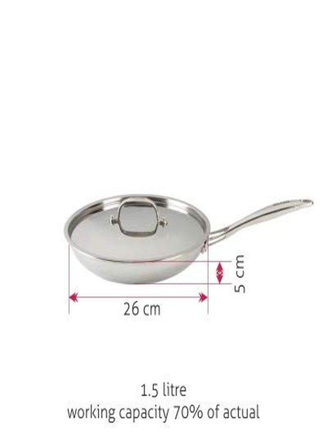 Alda Induction Base Stainless Steel Fry Pan, 26 cm, Silver - Image 5