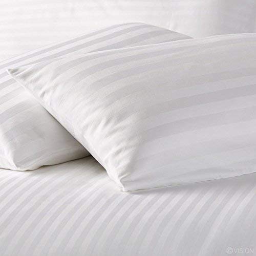 Daksh Sateen Stripe 300 TC Cotton Pillow Cover, 20 x 36 inch, White, 2 Pieces - Image 2