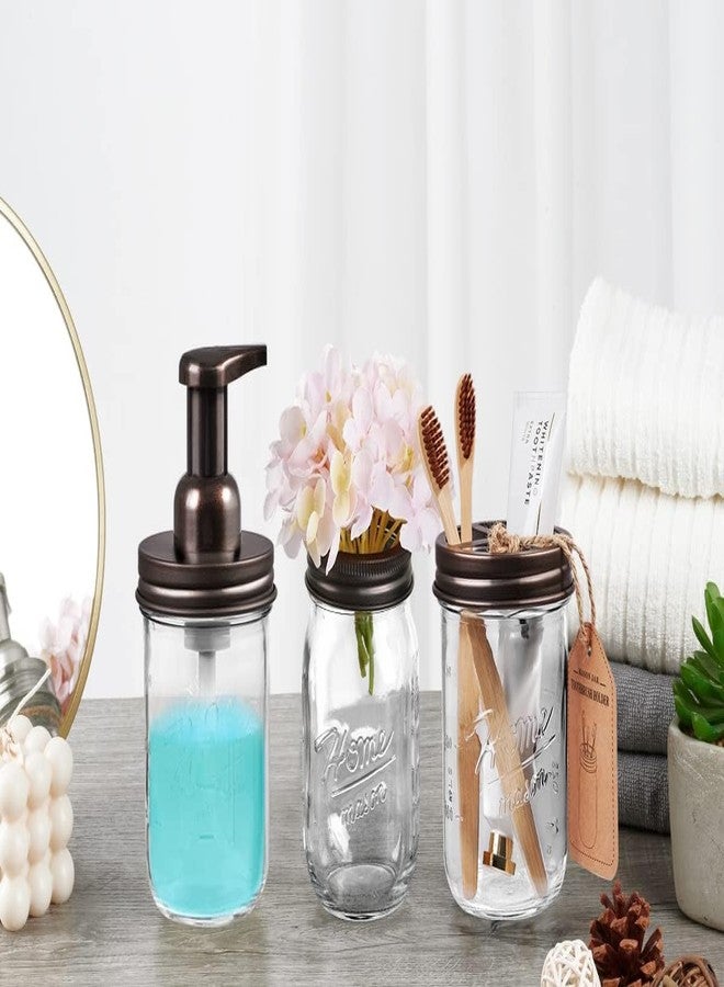 SheeChung Bathroom Accessories, Toothbrush Holder, Foaming Soap Dispenser, Bathroom Decor, Bathroom Accessory Set, Dish Soap Dispenser for Bathroom, Kitchen Sink - Bronze - Image 3