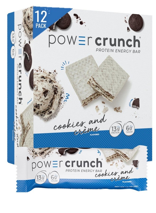Power Crunch Protein Bars, High Protein Snacks with Delicious Taste, Cookies and Crème, 1.4 Ounce (12 Count) - Image 1