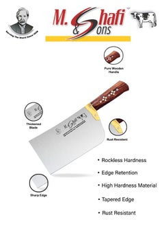 M.Shafi & Sons M Shafi Meat Chopper & Cleaver, High Tension Japanese Steel, Ergonomic Wooden Handle - 0.75 kg to 1.50 kg, Made in Pakistan  - Image 4