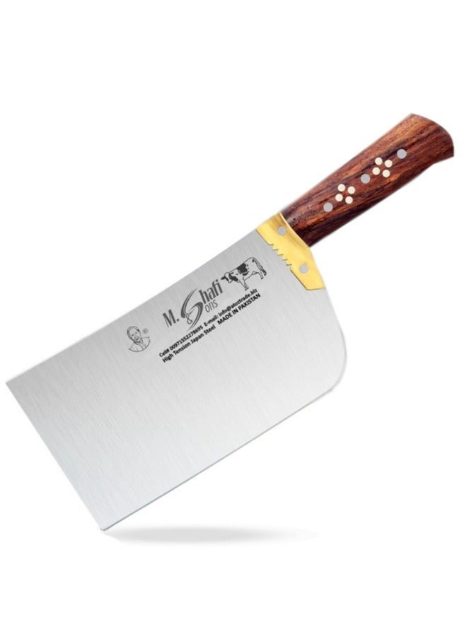 M.Shafi & Sons مفرمة لحوم وساطور إم شافي، فولاذ ياباني عالي التوتر، مقبض خشبي مريح - 0.75 كجم إلى 1.50 كجم، صنع في باكستان - Image 1