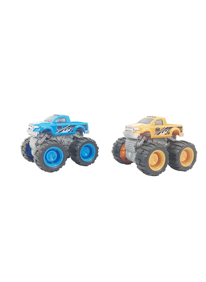 Galaxy Toys - Galaxy Friction Truck - 12 cm Assorted Set | Pull-Back Powered Trucks for Kids | Special Big Wheel 4WD Series | Durable Plastic Trucks in Blue & Yellow | Vehicle Play Set - Image 1