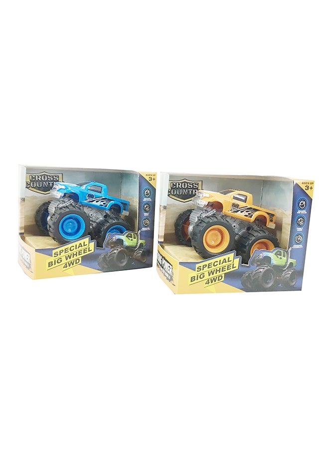 Galaxy Toys - Galaxy Friction Truck - 12 cm Assorted Set | Pull-Back Powered Trucks for Kids | Special Big Wheel 4WD Series | Durable Plastic Trucks in Blue & Yellow | Vehicle Play Set - Image 1