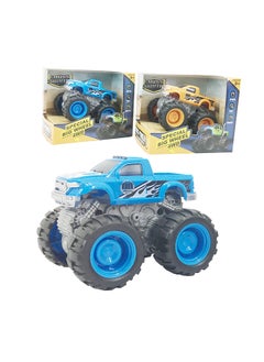 Galaxy Friction Truck - 12 cm Assorted Set | Pull-Back Powered Trucks for Kids | Special Big Wheel 4WD Series | Durable Plastic Trucks in Blue & Yellow | Vehicle Play Set