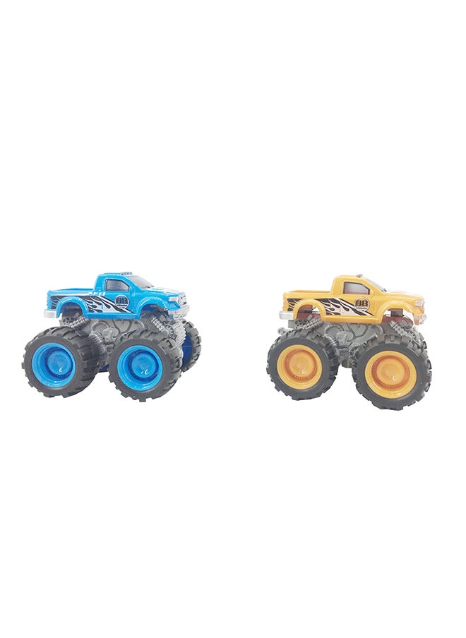 Galaxy Toys - Galaxy Friction Truck - 12 cm Assorted Set | Pull-Back Powered Trucks for Kids | Special Big Wheel 4WD Series | Durable Plastic Trucks in Blue & Yellow | Vehicle Play Set - Image 1