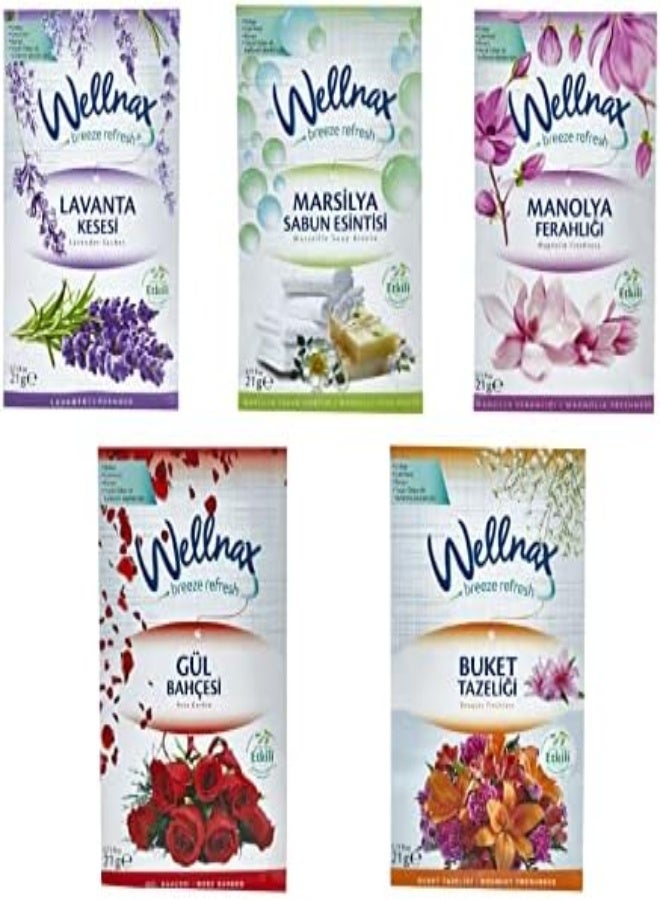 AKDC Wardrobe Aromatherapy Clothes Hangers Bag For Drawers, Cupboards, Bathroom Cars, Pack Of 5 Marsielle, Lavender, Rose, Bouqet, Magnolia - Image 2