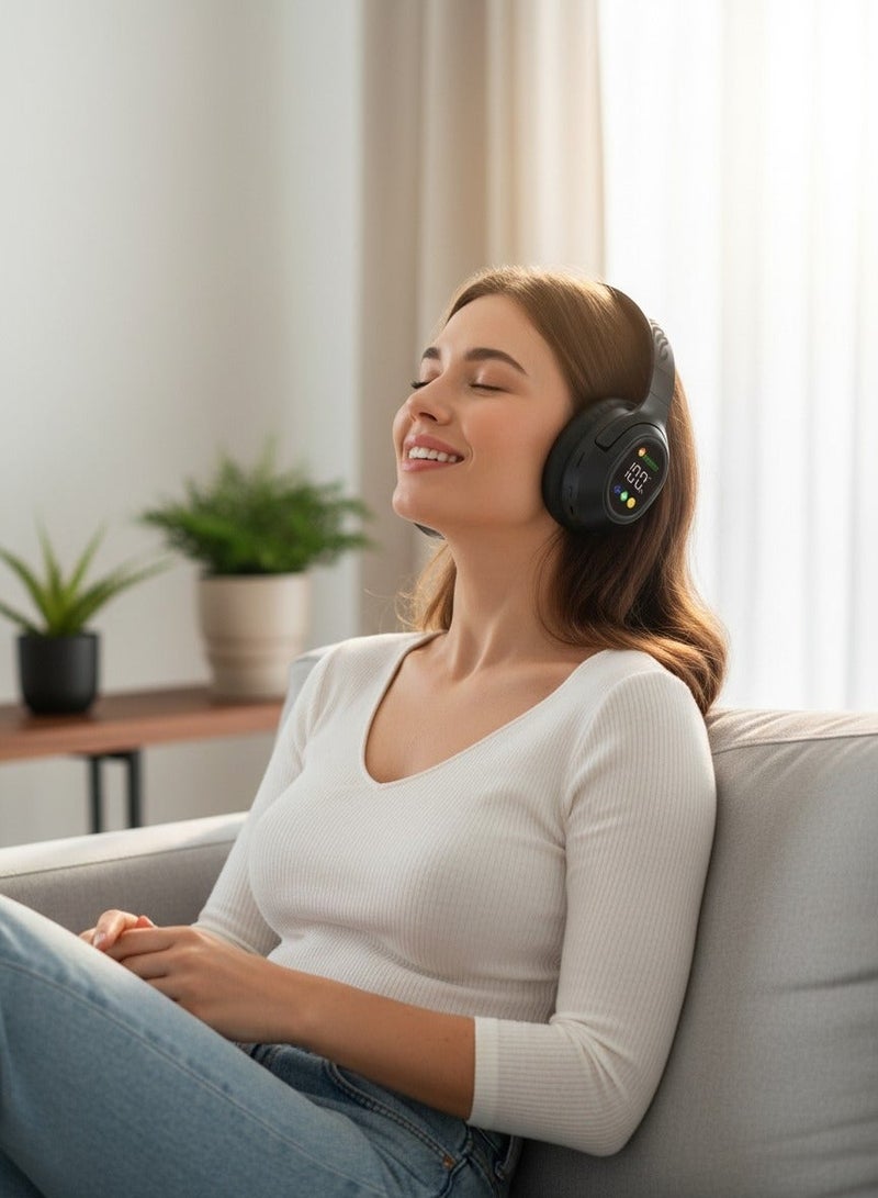 Power Zone PZ-100 Wireless Over-Ear Headphones with LED Battery Display, Bluetooth Connectivity, Soft Ear Cushions, Built-in Microphone, Deep Bass Stereo Sound & Long Battery Life - Image 2
