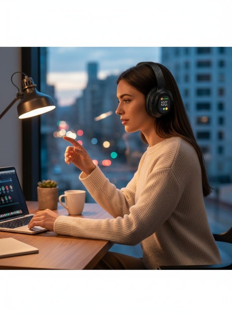 Power Zone PZ-100 Wireless Over-Ear Headphones with LED Battery Display, Bluetooth Connectivity, Soft Ear Cushions, Built-in Microphone, Deep Bass Stereo Sound & Long Battery Life - Image 5