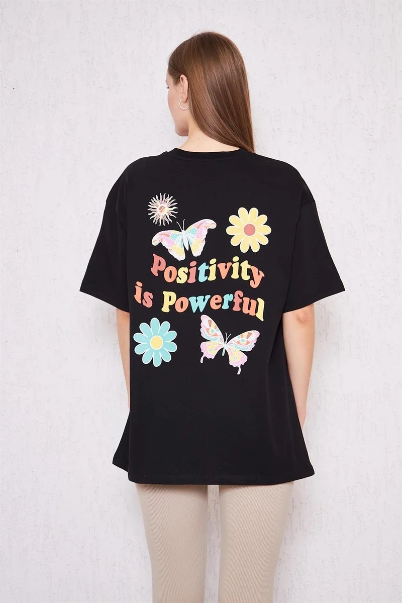 Camenta Butterfly Back Printed Oversize Women's T-Shirt