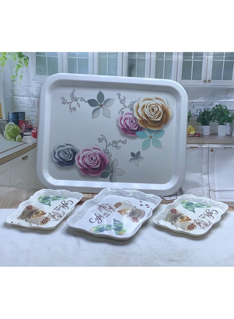 Jumbo Party Melamine Tray & 3 Pieces - Set of 4 Pcs. (75 x 59 cm, 48 x 32 cm, 38 x 25 cm (2 pcs))
