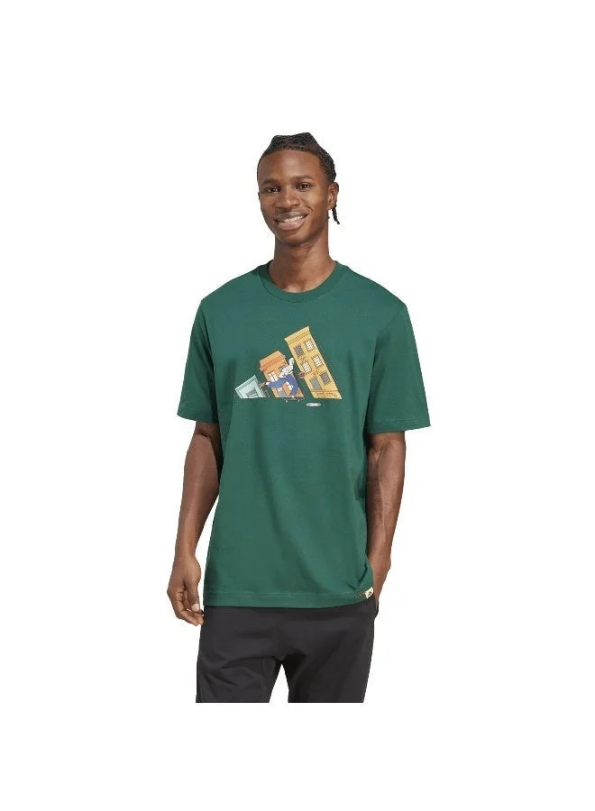 اديداس تي شيرت رجالي مطبوع بأكمام قصيرة