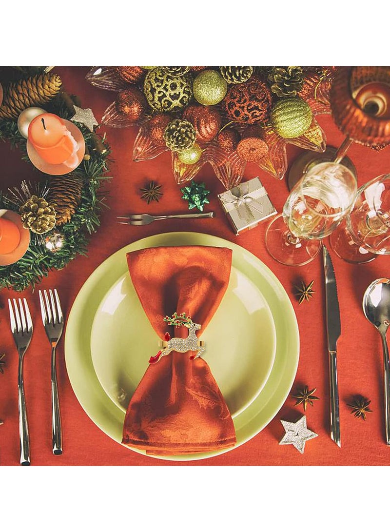 AUTOYSUR Christmas Napkin Rings – Rhinestone Deer & Wreath, Set of 6 - Image 5