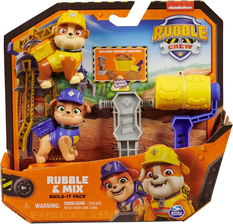 Rubble & Crew مجموعة شخصيات أكشن من Rubble & Crew مع شخصيتي Rubble & Mix، ولعبتي بناء و85 جرامًا من رمل Kinetic Sand Build-it Sand، لعبة مناسبة للأطفال من عمر 3 سنوات - Image 2