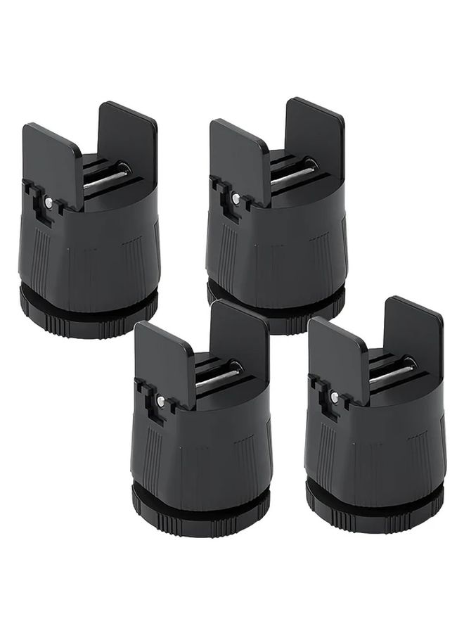 Black Adjustable Bed Risers Set of 4 Heavy Duty Non Slip Furniture Leg Extenders - Image 1