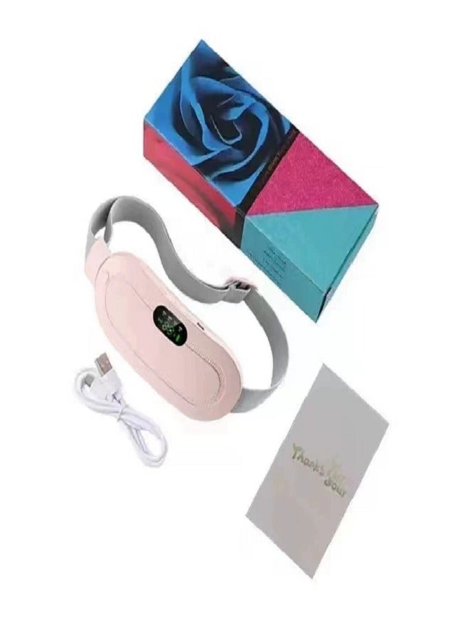 Generic Period Heating Pad for Cramps Women Teens Girl Gift Portable Menstrual Heat Belt with Heat Levels Setting Electric Heat Pad for Period Cramps with Massager Pink  - Image 1