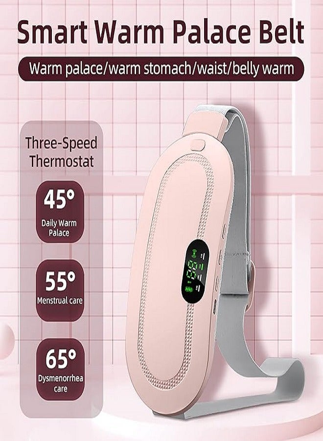 Generic Period Heating Pad for Cramps Women Teens Girl Gift Portable Menstrual Heat Belt with Heat Levels Setting Electric Heat Pad for Period Cramps with Massager Pink  - Image 2