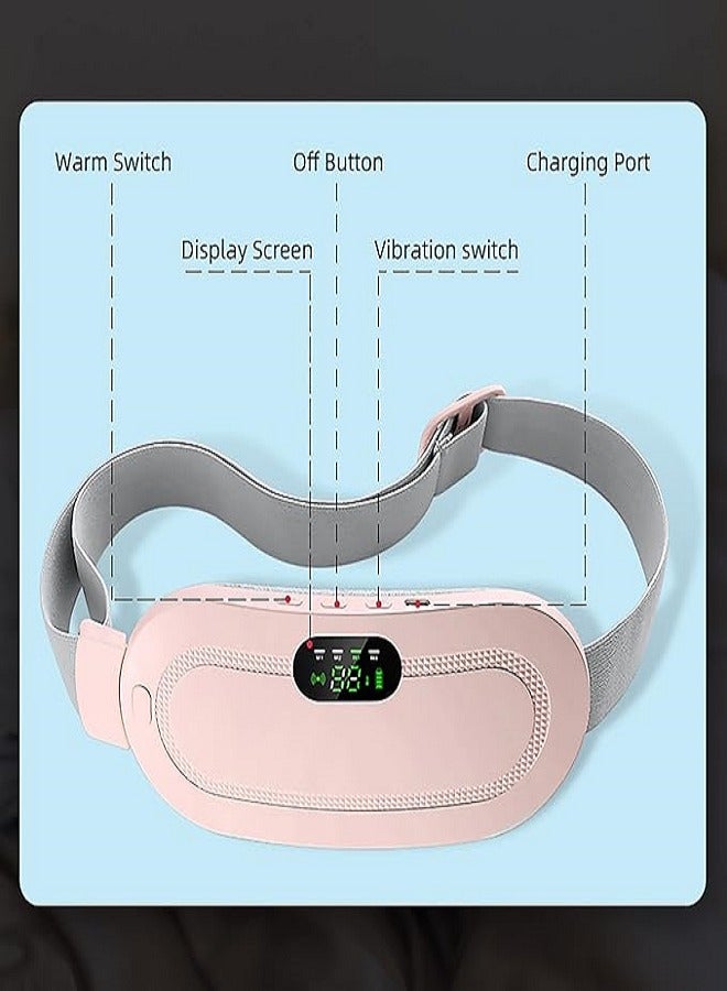 Generic Period Heating Pad for Cramps Women Teens Girl Gift Portable Menstrual Heat Belt with Heat Levels Setting Electric Heat Pad for Period Cramps with Massager Pink  - Image 4
