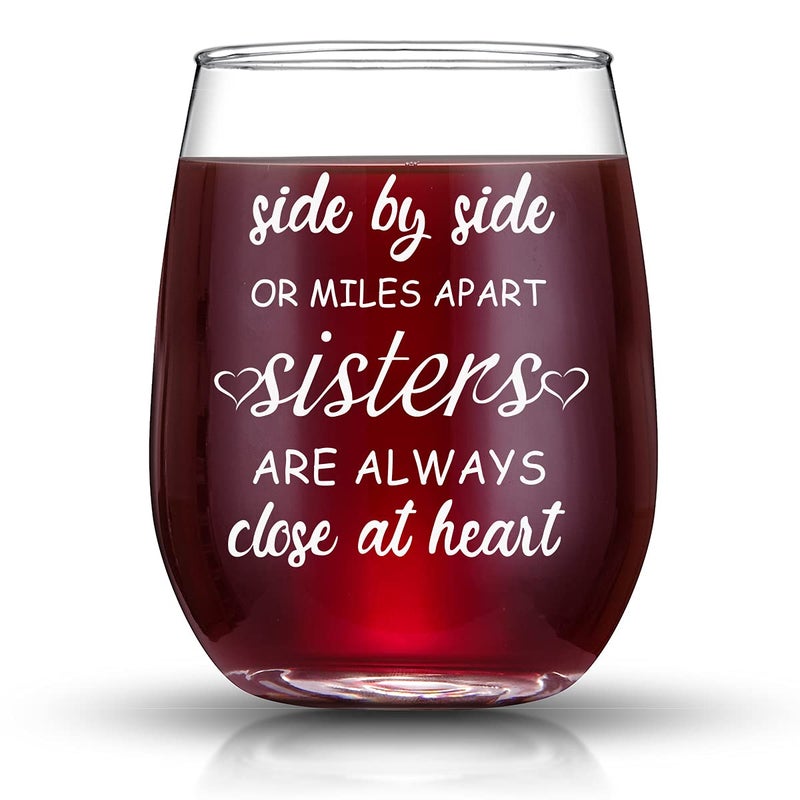 KFK Sister Gifts from Sister 15oz Wine Glass Birthday Gift for Sisterss Best SistersMothers Day Christmas Ideas for Big Siste Little Sisterss